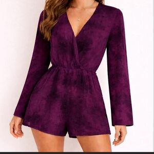EARTHBOUND Plum V-Neck Long Sleeve Romper